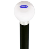 Licensed Ford Emblem White Round Knob Cane w/ Custom Wood Shaft & Collar Car Themed Canes - Tophatter Daily Deals