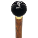 Licensed Mustang Cobra Emblem Black Round Knob Cane w/ Custom Color Ash Shaft & Collar Car Themed Canes - Tophatter Daily Deals