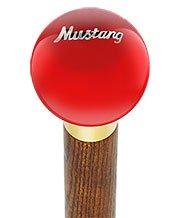 Licensed Mustang Vintage Emblem Red Round Knob Cane w/ Custom Color Ash Shaft & Collar Car Themed Canes - Tophatter Daily Deals