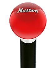 Licensed Mustang Vintage Emblem Red Round Knob Cane w/ Custom Wood Shaft & Collar Car Themed Canes - Tophatter Daily Deals