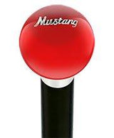 Licensed Mustang Vintage Emblem Red Round Knob Cane w/ Custom Wood Shaft & Collar Car Themed Canes - Tophatter Daily Deals