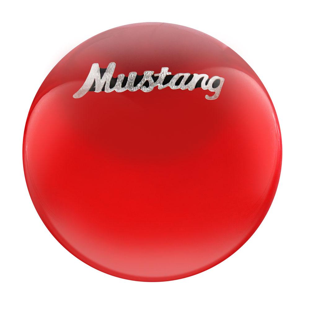 Licensed Mustang Vintage Emblem Red Round Knob Cane w/ Custom Wood Shaft & Collar Car Themed Canes - Tophatter Daily Deals