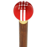 Red & White Rally Shift Round Knob Cane w/ Custom Color Ash Shaft & Collar Car Themed Canes - Tophatter Daily Deals