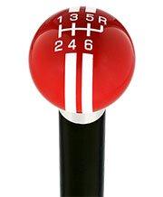 Red & White Rally Shift Round Knob Cane w/ Custom Wood Shaft & Collar Car Themed Canes - Tophatter Daily Deals