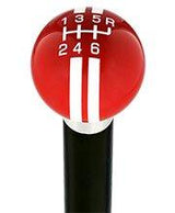 Red & White Rally Shift Round Knob Cane w/ Custom Wood Shaft & Collar Car Themed Canes - Tophatter Daily Deals