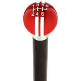 Red & White Rally Shift Round Knob Cane w/ Custom Wood Shaft & Collar Car Themed Canes - Tophatter Daily Deals