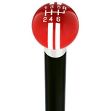 Red & White Rally Shift Round Knob Cane w/ Custom Wood Shaft & Collar Car Themed Canes - Tophatter Daily Deals
