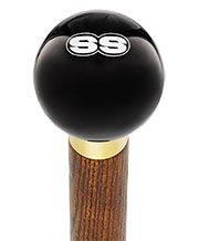 SS Car Emblem Black Round Knob Cane w/ Custom Color Ash Shaft & Collar Car Themed Canes - Tophatter Daily Deals
