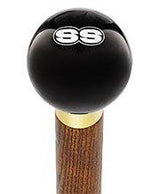 SS Car Emblem Black Round Knob Cane w/ Custom Color Ash Shaft & Collar Car Themed Canes - Tophatter Daily Deals