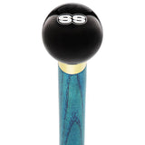 SS Car Emblem Black Round Knob Cane w/ Custom Color Ash Shaft & Collar Car Themed Canes - Tophatter Daily Deals