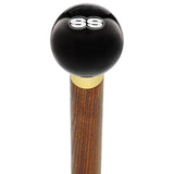 SS Car Emblem Black Round Knob Cane w/ Custom Color Ash Shaft & Collar Car Themed Canes - Tophatter Daily Deals