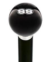SS Car Emblem Black Round Knob Cane w/ Custom Wood Shaft & Collar Car Themed Canes - Tophatter Daily Deals