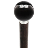 SS Car Emblem Black Round Knob Cane w/ Custom Wood Shaft & Collar Car Themed Canes - Tophatter Daily Deals