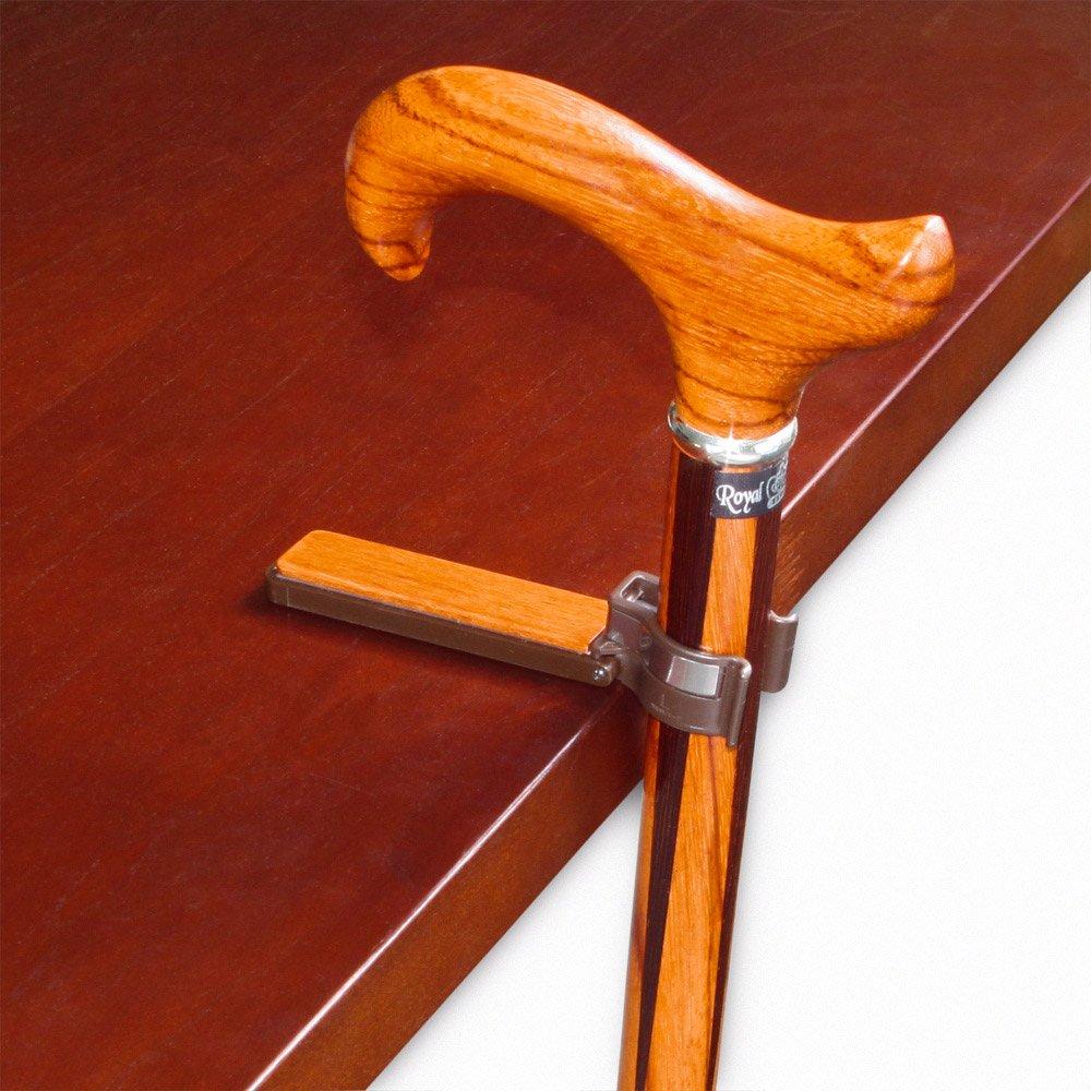 Auto Flip-Up Rosewood Wood Cane Holder: Easy Store-Away Design Clip Table Holder - Tophatter Daily Deals