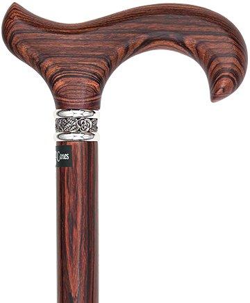 Derby Walking Cane With Kingwood Shaft and Pewter Rose Collar Derby Classic Walking Canes - Tophatter Daily Deals