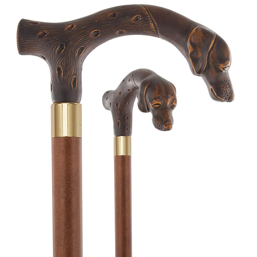 Scratch and Dent Devoted & Loyal Dog Wooden Fritz Handle Cane w/ Custom Shaft & Collar V2082 Dog Walking Canes - Tophatter Daily Deals