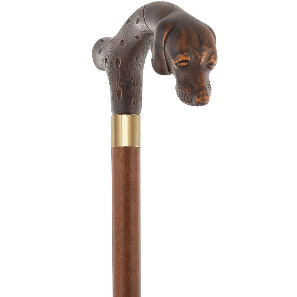 Scratch and Dent Devoted & Loyal Dog Wooden Fritz Handle Cane w/ Custom Shaft & Collar V2082 Dog Walking Canes - Tophatter Daily Deals