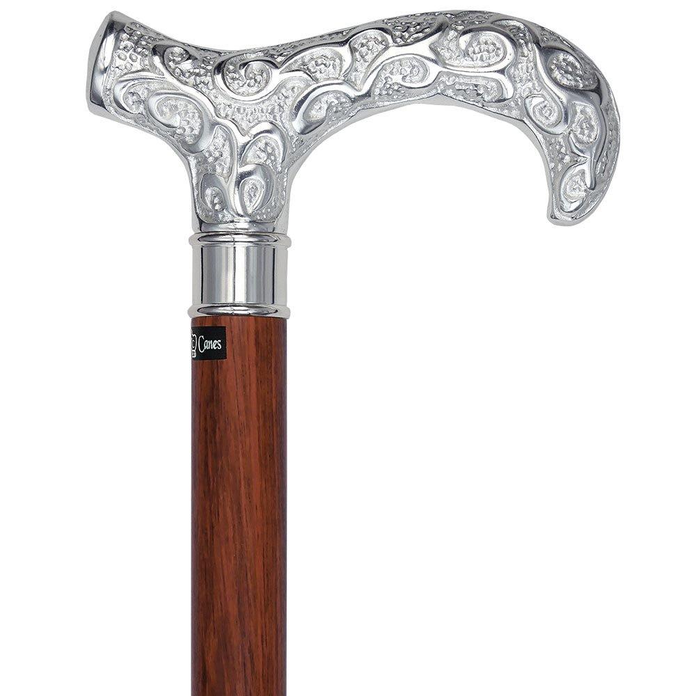 Super Strong Silver Scrollwork Derby: Luxury Silver-Plated Handle, Extra Long Extra Strong Walking Canes - Tophatter Daily Deals