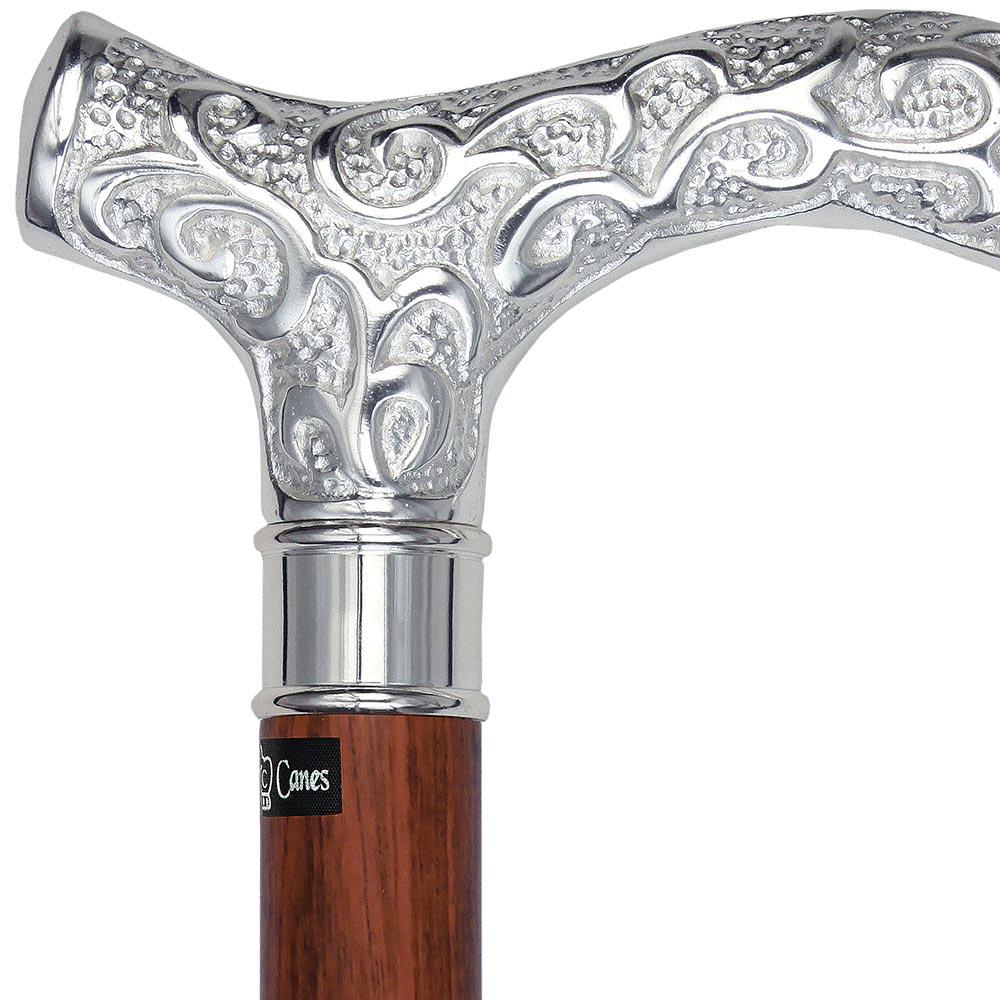 Super Strong Silver Scrollwork Derby: Luxury Silver-Plated Handle, Extra Long Extra Strong Walking Canes - Tophatter Daily Deals