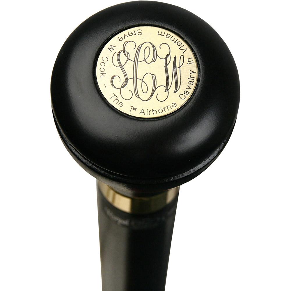 Personalized Engraved Knob Stick: Black Beechwood Shaft Walking Cane Engraving - Tophatter Daily Deals