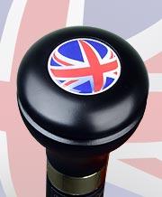 British Flag Emblem Flask Walking Stick: Wood Shaft Hidden Flask Flask Canes - Tophatter Daily Deals