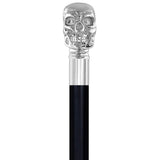 Skull Premium Chrome Brass Flask Cane: Wood Shaft Hidden Flask Flask Canes - Tophatter Daily Deals