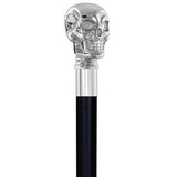 Skull Premium Chrome Brass Flask Cane: Wood Shaft Hidden Flask Flask Canes - Tophatter Daily Deals
