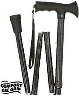 Comfort Grip Black Adjustable Folding Walking Cane Folding Canes - Tophatter Daily Deals