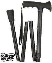Comfort Grip Black Adjustable Folding Walking Cane Folding Canes - Tophatter Daily Deals