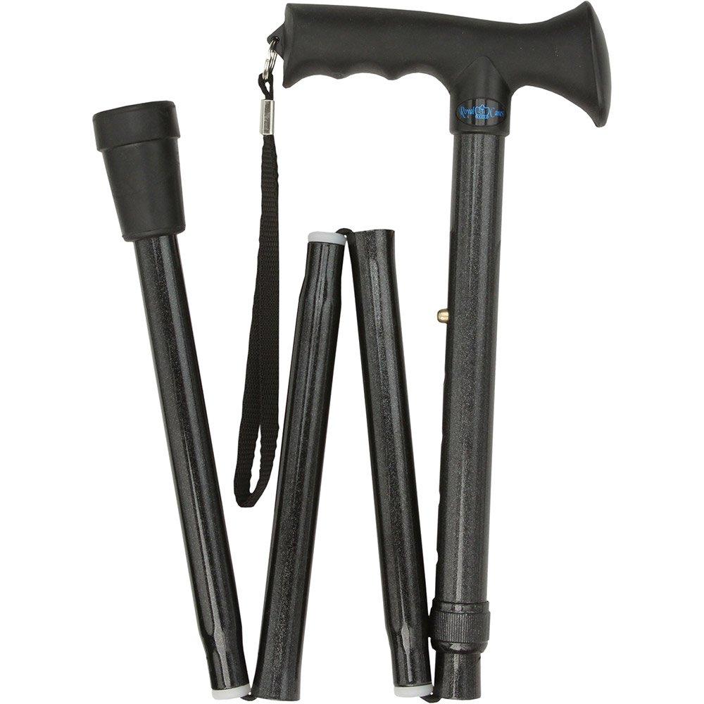 Comfort Grip Black Adjustable Folding Walking Cane Folding Canes - Tophatter Daily Deals