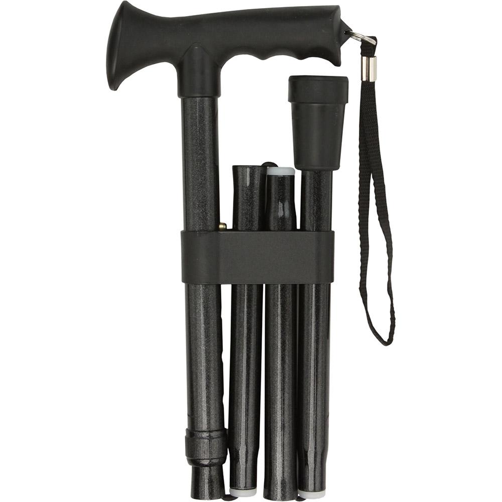 Comfort Grip Black Adjustable Folding Walking Cane Folding Canes - Tophatter Daily Deals