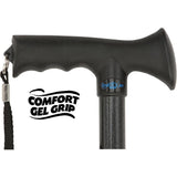 Comfort Grip Black Adjustable Folding Walking Cane Folding Canes - Tophatter Daily Deals