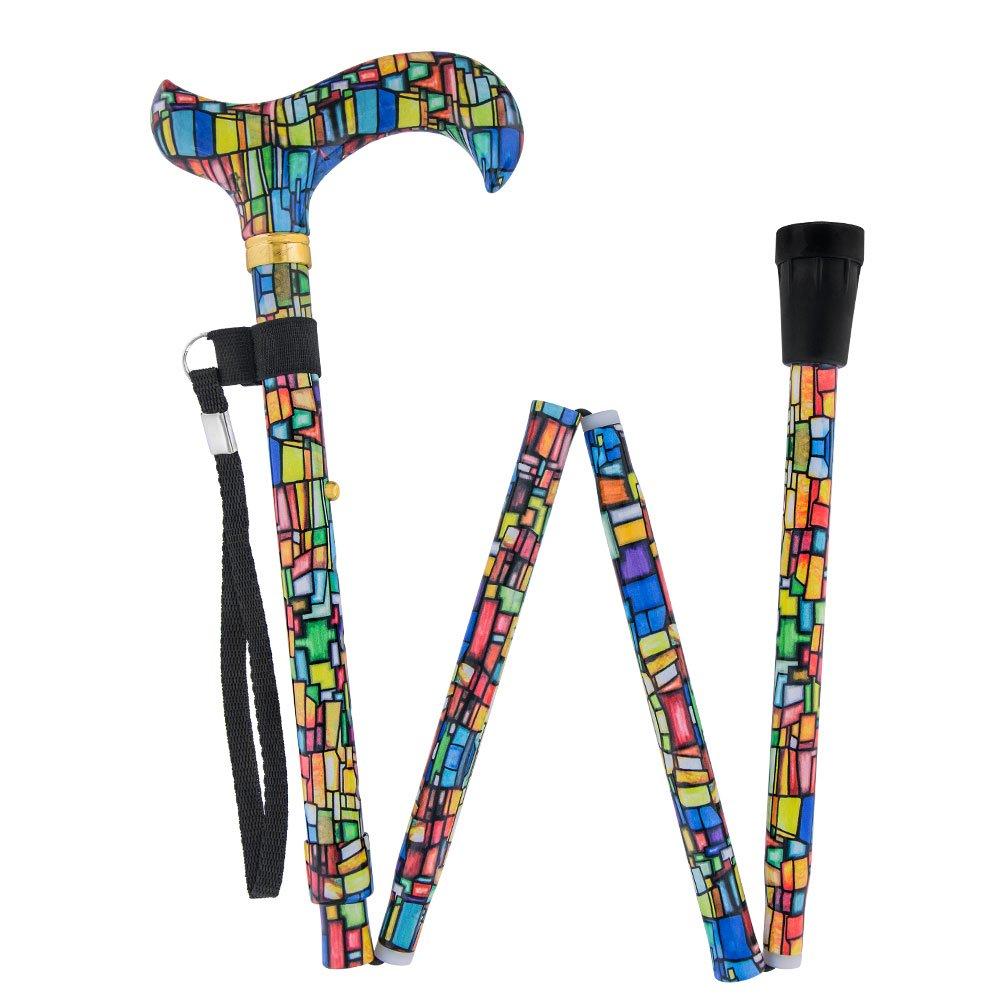 Mosaic Stained: Designer Pattern Folding Adjustable Cane Folding Canes - Tophatter Daily Deals