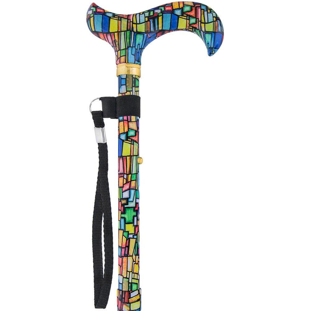 Mosaic Stained: Designer Pattern Folding Adjustable Cane Folding Canes - Tophatter Daily Deals