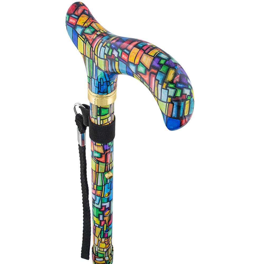 Mosaic Stained: Designer Pattern Folding Adjustable Cane Folding Canes - Tophatter Daily Deals