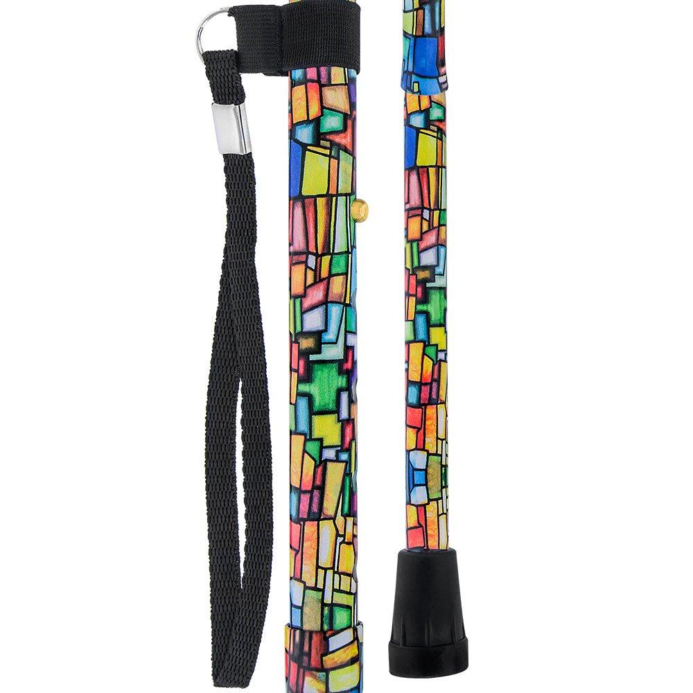 Mosaic Stained: Designer Pattern Folding Adjustable Cane Folding Canes - Tophatter Daily Deals