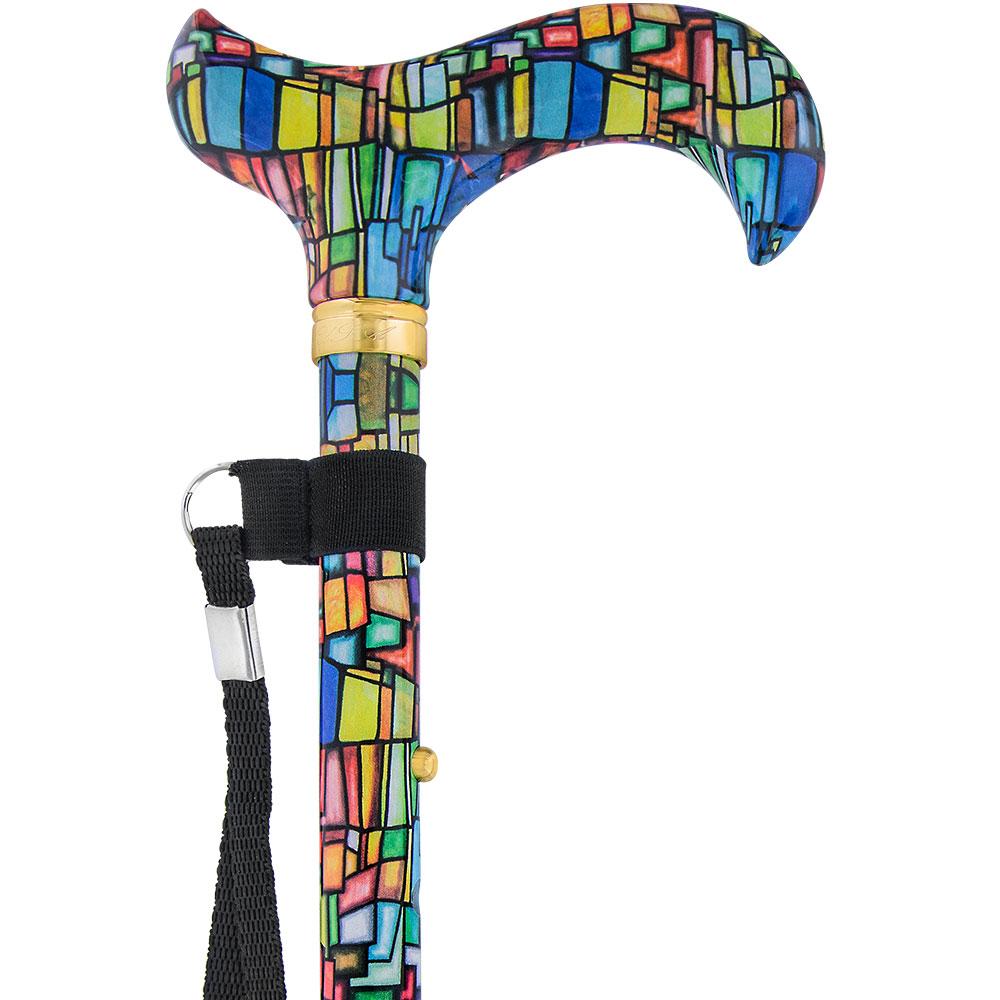 Mosaic Stained: Designer Pattern Folding Adjustable Cane Folding Canes - Tophatter Daily Deals
