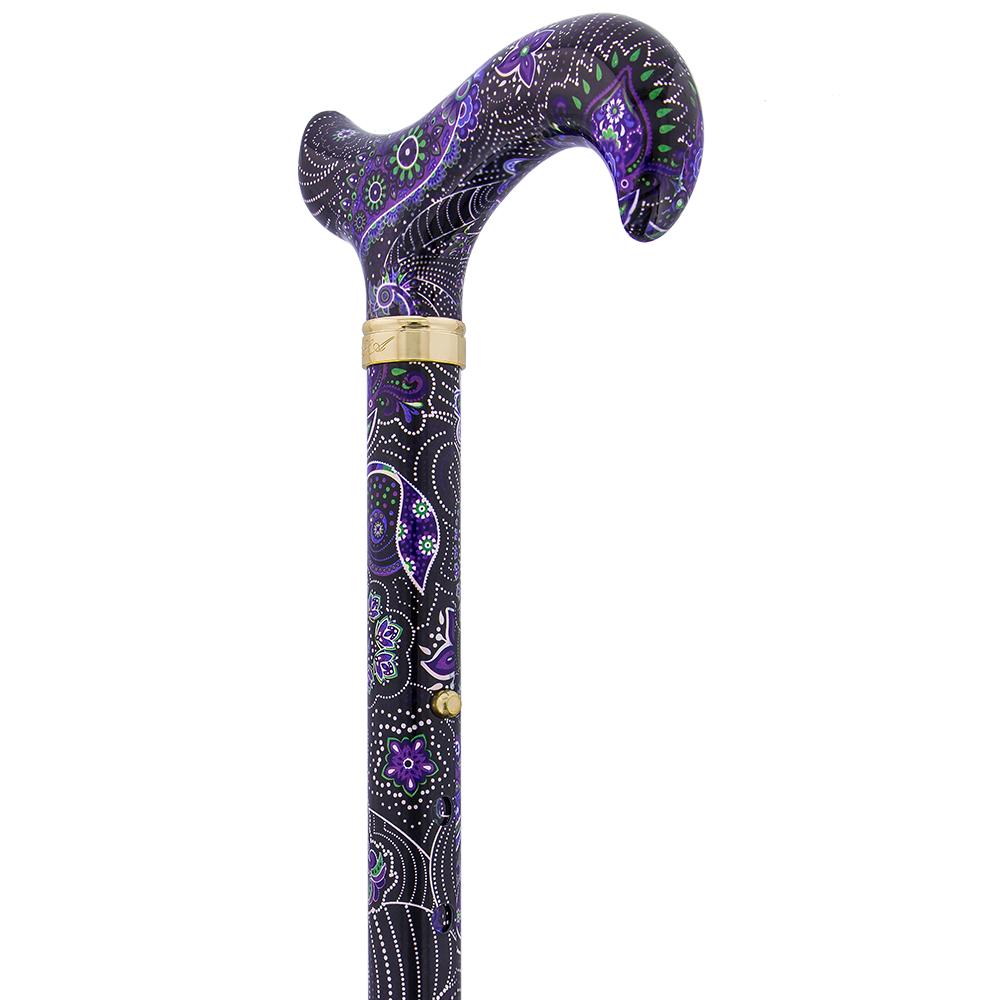 Designer Folding Cane: Purple Majesty, Retractable Ice Tip Folding Canes - Tophatter Daily Deals