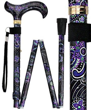 Purple Majesty: Designer Adjustable Folding Cane w/ Patterned Handle Folding Canes - Tophatter Daily Deals