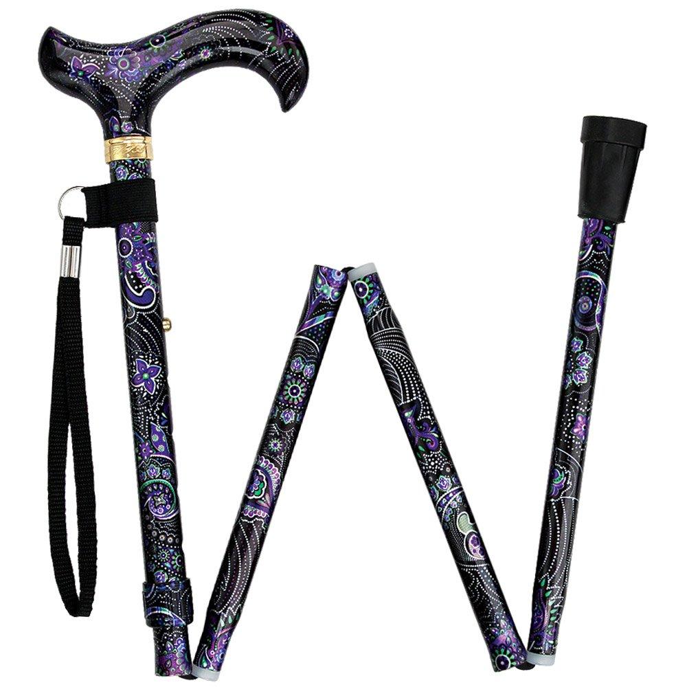 Purple Majesty: Designer Adjustable Folding Cane w/ Patterned Handle Folding Canes - Tophatter Daily Deals