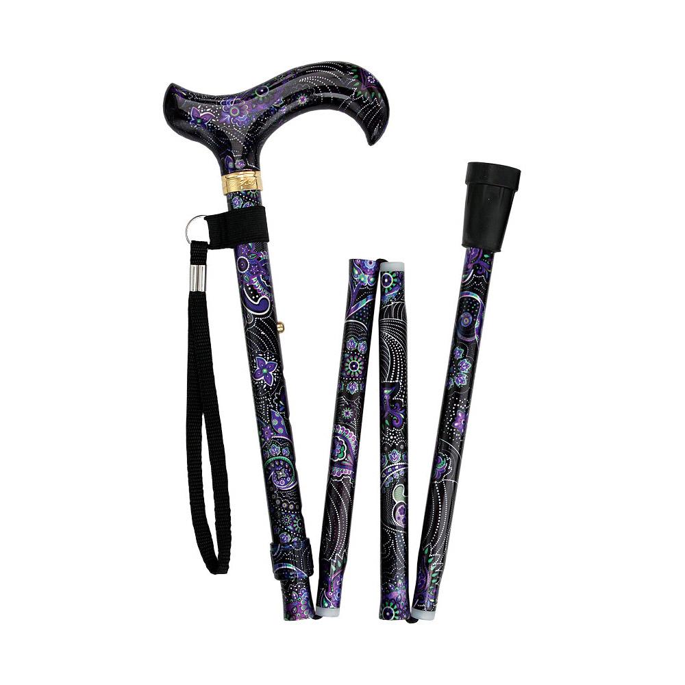 Purple Majesty: Designer Adjustable Folding Cane w/ Patterned Handle Folding Canes - Tophatter Daily Deals