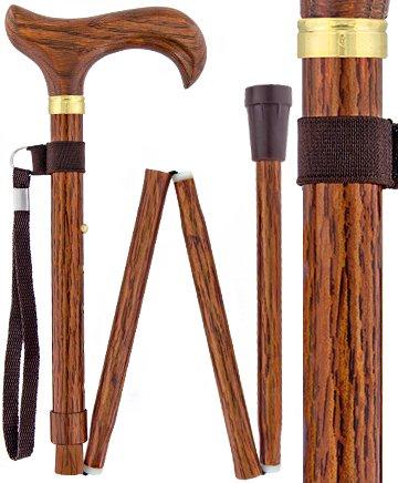 Realistic Wood: Folding Adjustable Cane w/ Wooden Handle Folding Canes - Tophatter Daily Deals