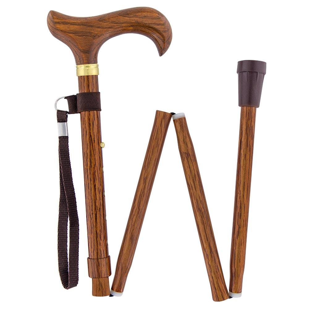 Realistic Wood: Folding Adjustable Cane w/ Wooden Handle Folding Canes - Tophatter Daily Deals