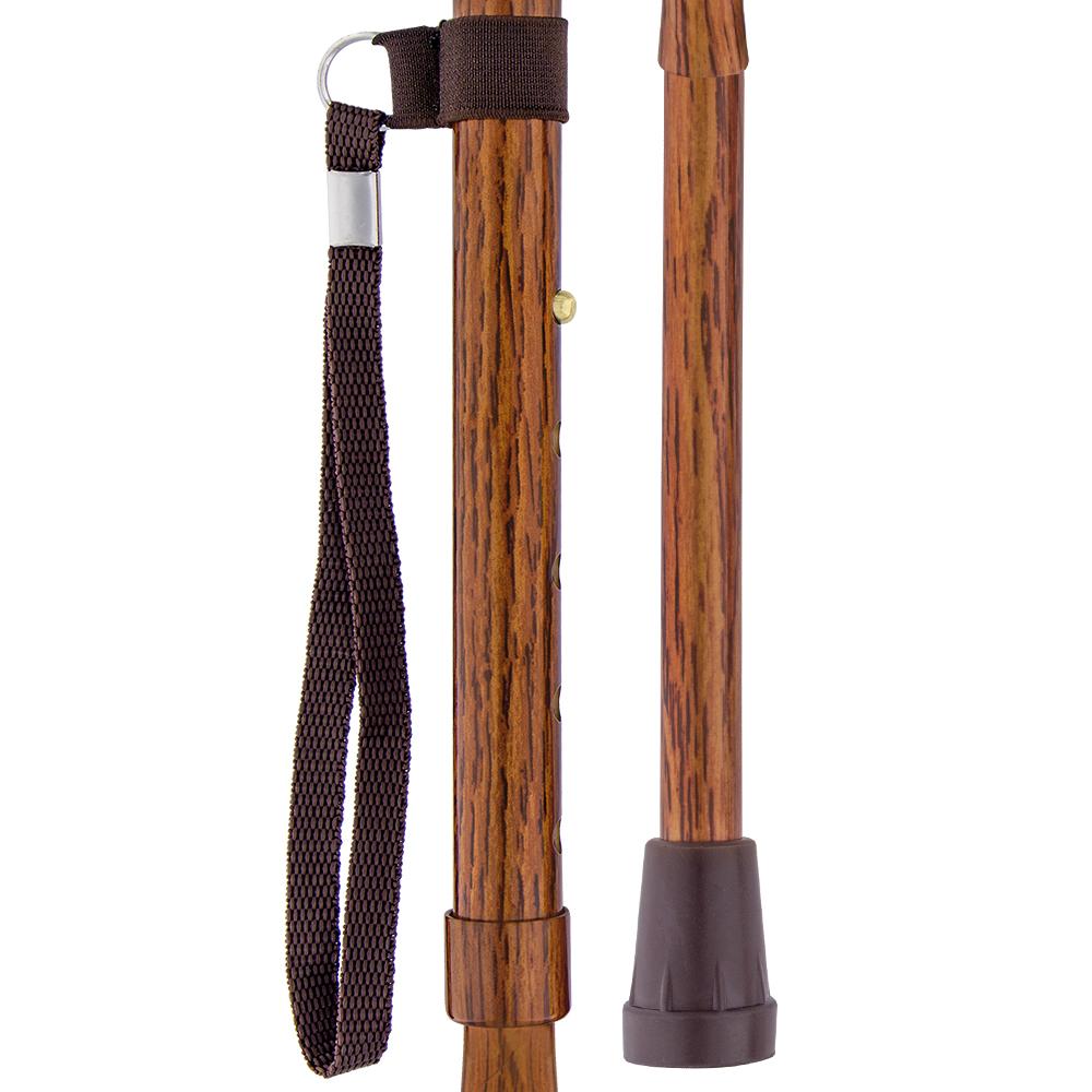 Realistic Wood: Folding Adjustable Cane w/ Wooden Handle Folding Canes - Tophatter Daily Deals