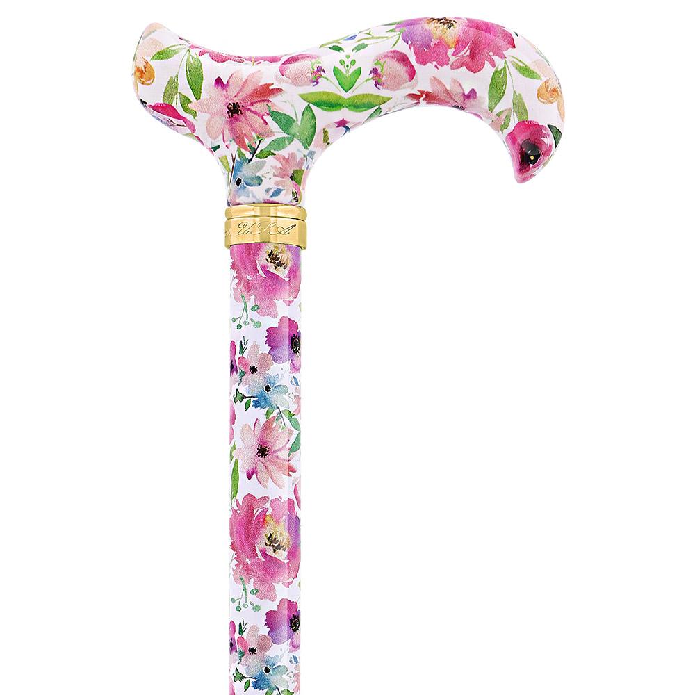 Vivienne May: Watercolor Flowers, Folding Cane Patterned Handle Folding Canes - Tophatter Daily Deals