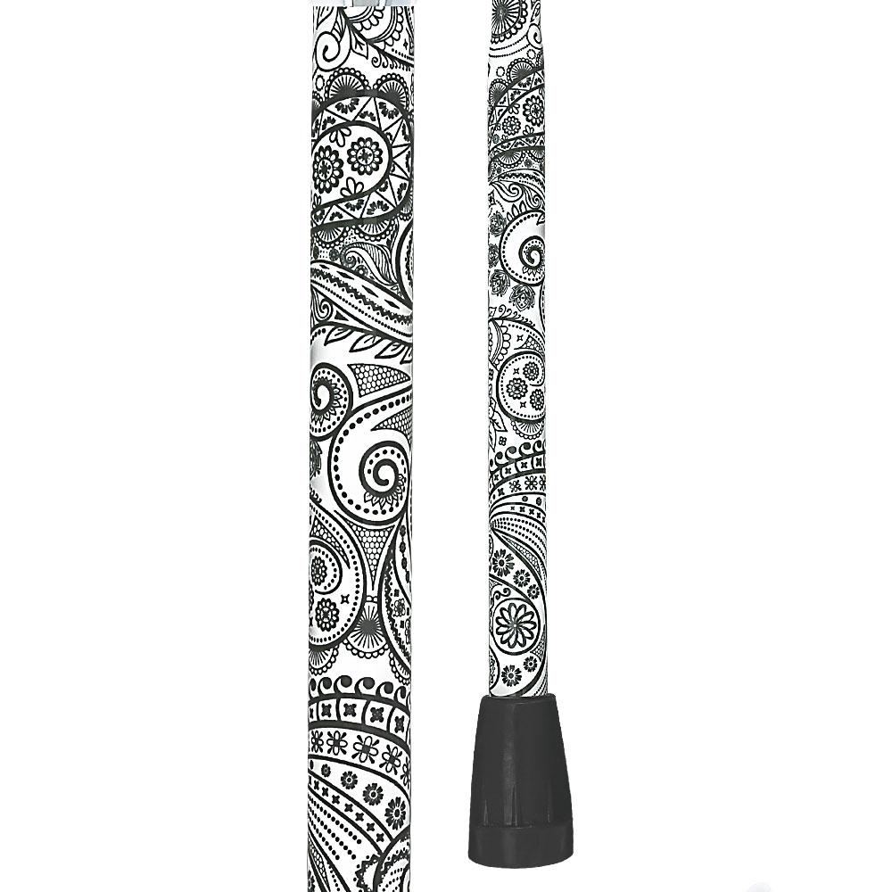 White Pearl w/ Rhinestone collar and black Swirl Designer Adjustable Orthopedic Folding Cane Folding Canes - Tophatter Daily Deals