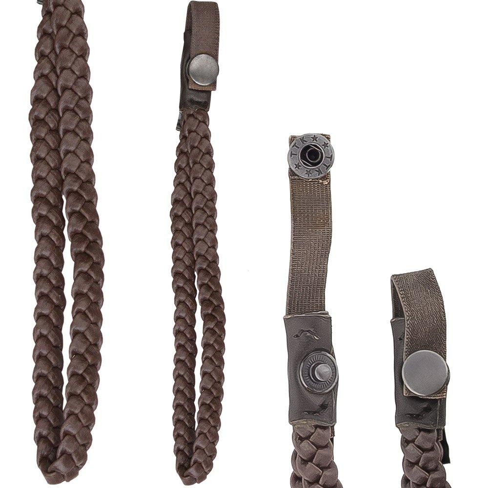 Braided Cane Wrist Strap with Snap, Faux Brown Leather Gold Chain - Tophatter Daily Deals