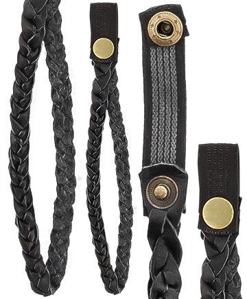 Cane Wrist Strap with Snap - Genuine Black Braided Leather (fits 18mm + sized shafts) Gold Chain - Tophatter Daily Deals