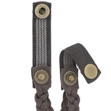 Cane Wrist Strap with Snap - Genuine Brown Braided Leather Gold Chain - Tophatter Daily Deals