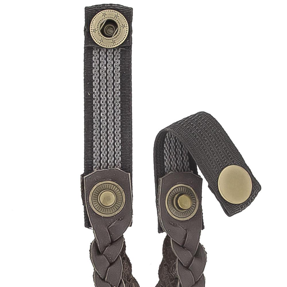 Cane Wrist Strap with Snap - Genuine Brown Braided Leather Gold Chain - Tophatter Daily Deals